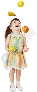 有趣的小女孩玩水果杂花果图片