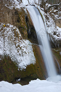 冬季瀑布天气冻结冰川溪流石头风景场景生态环境岩石图片