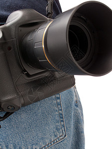 相机镜头特写后口袋系列相机镜头黑色镜片带子戒指照片机身圆形单反牛仔布背景