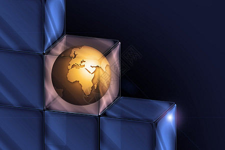 立方体中的世界后勤玻璃眼镜全球化进口气候数据骰子插图盒子图片