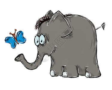 朋友们动物管闲事卡通片手绘草图插图蝴蝶昆虫绘画背景图片