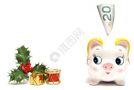 假日储蓄银行礼物订金白色概念红色绿色金融货币投资储蓄图片