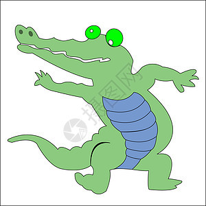 快乐的绿色绿鳄鱼牙齿艺术插图爬虫孩子们卡通片动物微笑绘画夹子背景图片
