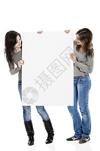 广告黑发商业卡片女性木板微笑横幅广告牌空白快乐图片