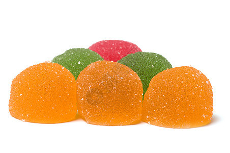 水果果冻甜心绿色味道明胶红色黄色橙子白色团体宏观图片