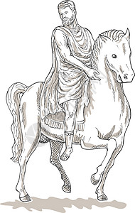 罗马皇帝士兵骑马马背贵族鬃毛长袍小马男性插图草图国王骑术图片