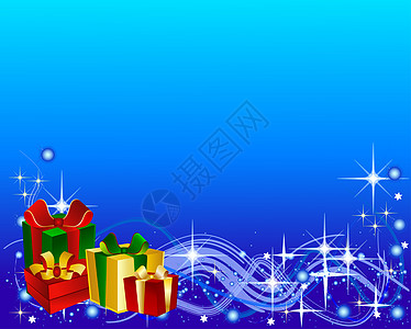 带有礼品盒的蓝色背景插图(Gift Boxes)图片