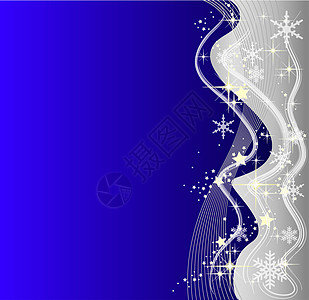 抽象蓝色圣诞节背景的插图 I星星墙纸框架雪花漩涡海浪图片