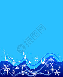 以恒星和雪花显示蓝色背景的图示星星框架墙纸海浪漩涡图片