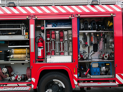 救援消防车设备紧迫感消防队员阀门管子工具空气车辆消防栓测量灭火器图片