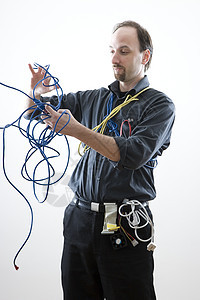 复杂技术员网络技术商业拇指衣服男人设计师电线领带白色图片