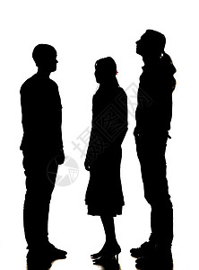 两个男人和一个女人的轮廓社区高度工作室静物女士通讯奖学金身高背景图片