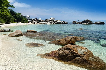 热浪岛海滩贝亨提亚岛旅行海岸天空蓝色热带海浪支撑海洋闲暇天蓝色背景