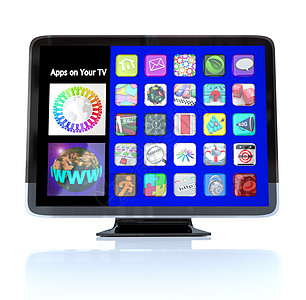 高定义电视HDTV上Apps图标牌电脑频道屏幕标题互联网插图编程商业程序娱乐图片