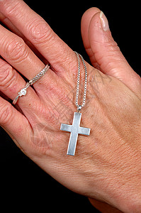 女祈祷者信徒上帝金属怜悯宗教悔改信仰棕榈手指女士图片