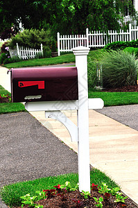 红邮箱运输白色邮票金属邮资旗帜标准邮件邮政邮递员图片