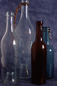 空瓶玻璃餐厅环境瓶子器皿水晶曲线垃圾蓝色订金图片
