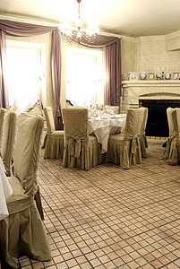 餐厅大厅窗帘盘子装饰风格服务椅子壁炉餐具食物家具图片