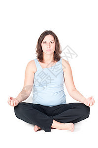 做瑜伽的漂亮孕妇的肖像卫生身体女性母性姿势腹部女孩肚子体操沉思图片