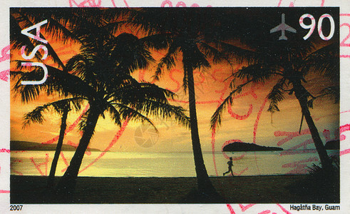 邮票集邮卡片风景信封椰子邮戳植物群热带棕榈邮政图片