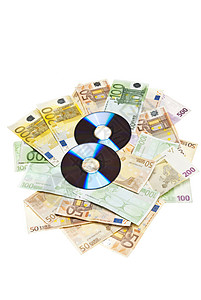 与欧元的压缩磁盘货币技术知识分子电脑光盘纸币软件账单金融财产图片
