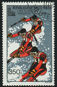 邮票邮件信封竞赛回旋活力滑雪男人邮戳运动员激流图片