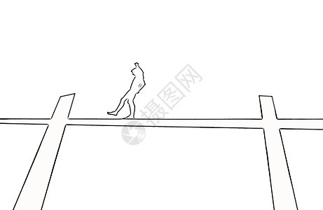 浮动系列中的男子舞蹈男人绳索风险黑色杂技行动高线白色冒险背景图片
