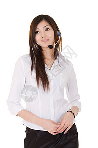 亚洲秘书 女亚裔秘书电话热线顾问套装女性耳机商务顾客咨询经理图片