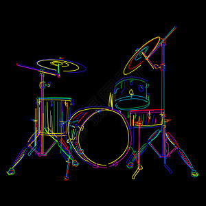 鼓工具鼓手黑色插图低音音乐艺术成套后卫架子鼓图片