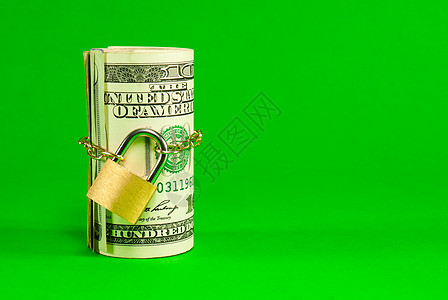连锁和锁定的美元卷商业成功交换银行业危机贷款投资账单绿色现金图片