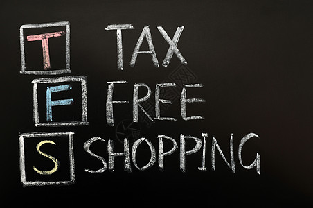 免税购物黑色白色黑板购物木板绘画零售概念免税教育图片