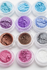 化妆粉粉颜料盒子容貌微光阴影蓝色美丽光泽度产品灰尘图片