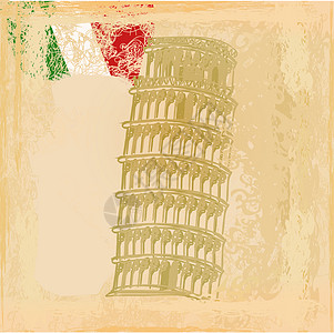 矢量 Pisa塔假期漩涡历史旅行字母海报邮政邮票数字危险图片