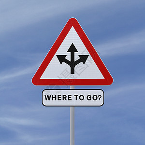 去哪里 来天空概念标志方法交通蓝色三角形箭头警告危险背景图片