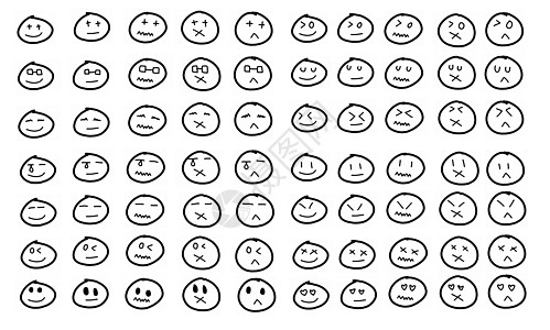 以多种表达方式显示的一张图示 上面有一张涂鸦卡通脸夹子网络眼泪图标集互联网快乐情绪草图舌头绘画图片