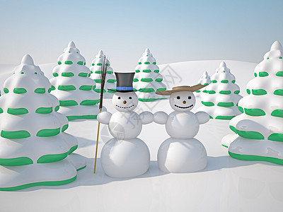 松树插画冬季风景冻结空地场景女性松树云杉仙境玩具假期星星背景