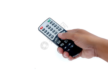 男性手握遥控控制器频道控制板白色活动视频控制命令播送键盘渠道图片
