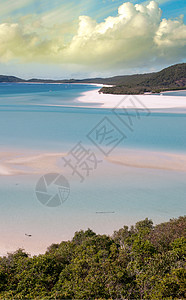 澳洲冬季惠特孙群岛的奇特颜色水晶太阳栖息地支撑飞行森林飞机海滩海岸旅游图片
