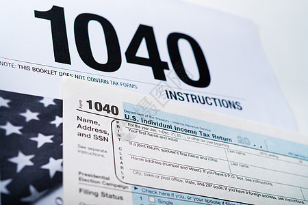 美国所得税申报表1040税收季节报税储蓄会计图表商业金融预算公司图片