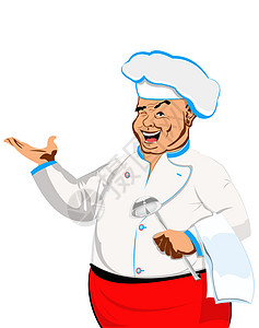 白白色上快乐的厨师围裙成人服务员男人商业服务食物面包师烹饪身体图片