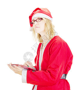 带有剪贴板的圣诞老人合拍季节工作室戏服传统庆典商业工作广告女士职业图片