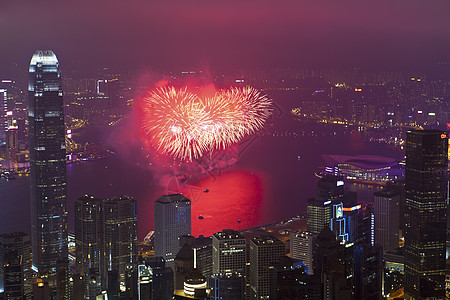 多彩建筑中华新年香港烟花作品假期快乐天空火花乐趣金融喜悦庆典展示背景