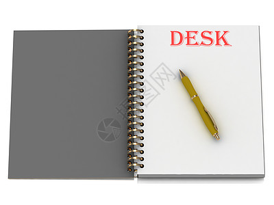 笔记本页上 DESK 单词高清图片