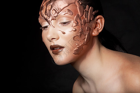 创意组成眼睛女士化妆品青铜奢华金属工作室魅力光泽度皮肤图片
