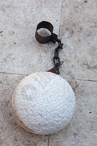 囚犯球和链危机枷锁障碍束缚婚姻奴隶监狱克制阻燃剂债务图片