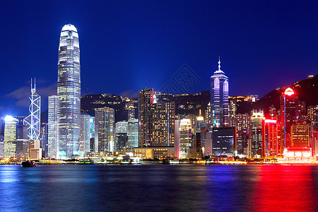 香港市晚上摩天大楼景观天际中心金融游客旅游建筑学码头旅行图片