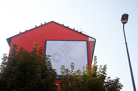 红房子的广告牌空白邮政公告白色房屋住房不动产墙壁建筑学海报图片