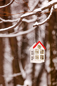 雪中的灯笼仪式装饰森林庆典时间乡村玻璃假期国家房子图片