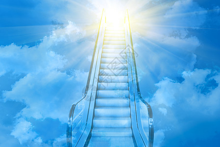 梯阶梯生长进步蓝色天空空气商业天堂梯子生活自由图片