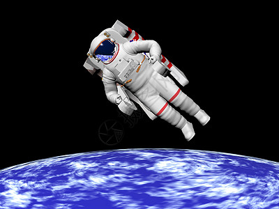 宇宙宇航员看地球  3D转化星星旅行科学轨道单元运输男人探险家勘探航班图片